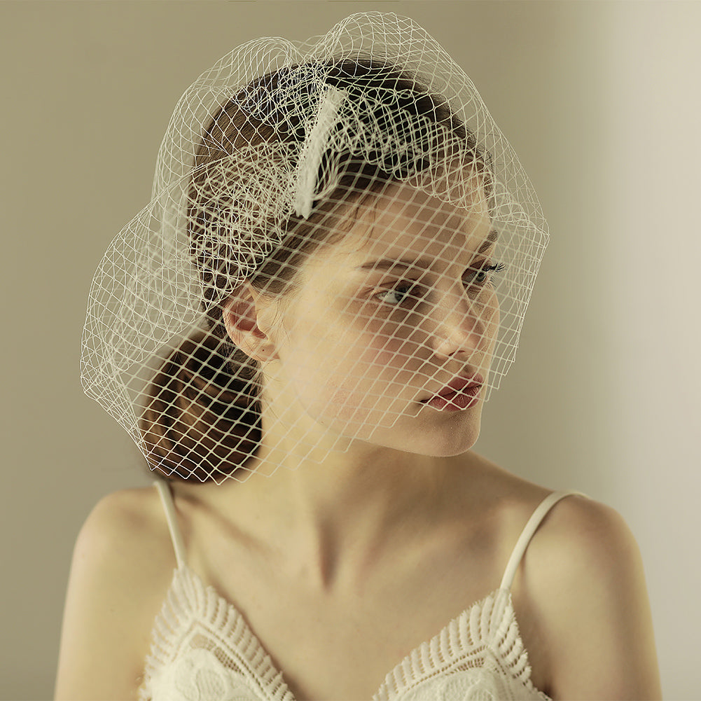 Bridal Veil with Handmade Comb and Birdcage Design