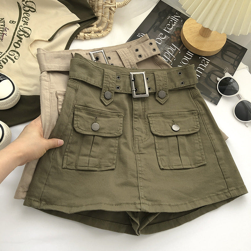 High-Waisted Denim Skirt with Belt - Women's A-Line 2023