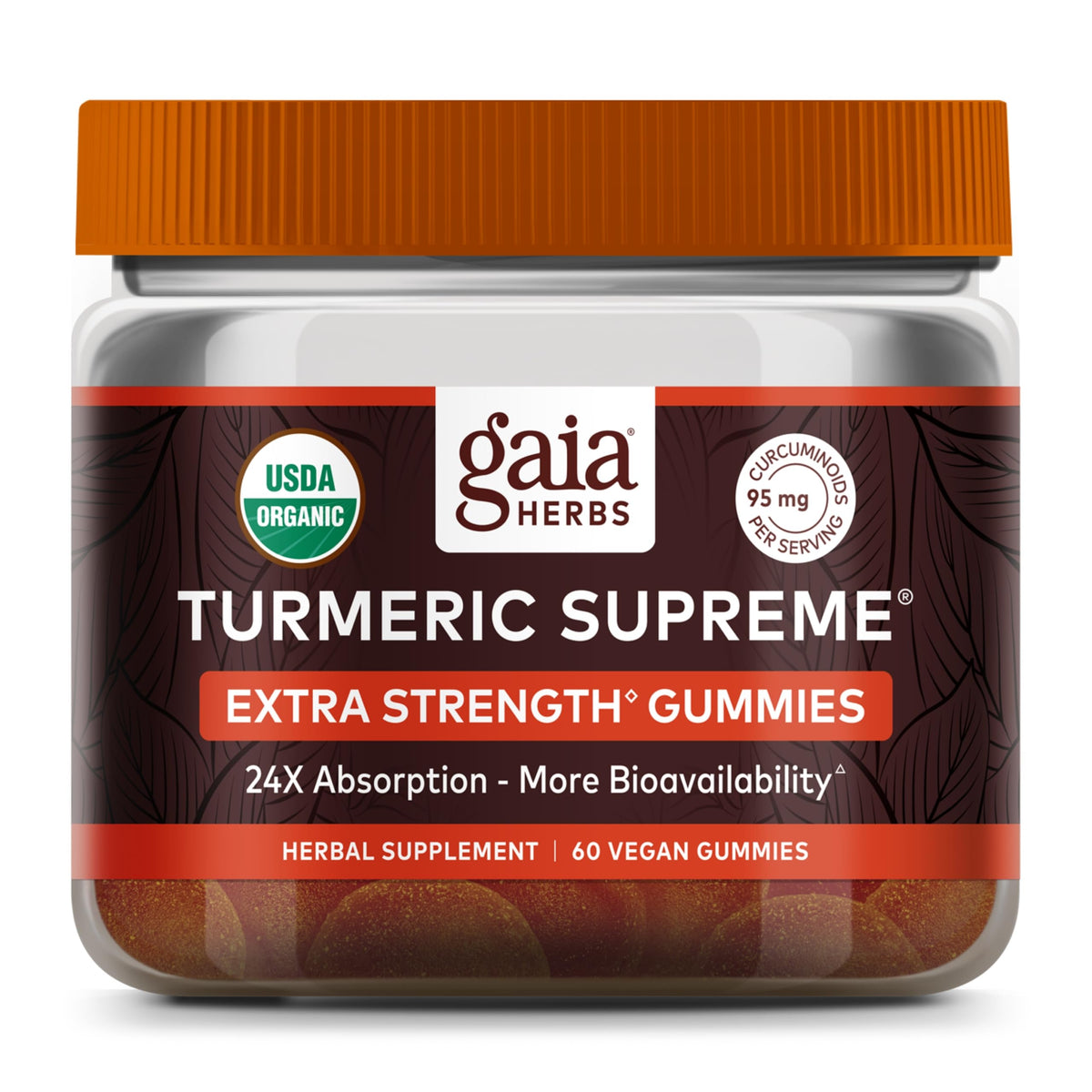 Gaia Herbs Turmeric Supreme Extra Strength Gummies - Supports Swelling Relief to Help Maintain an Active Lifestyle - Lemon Ginger Flavor Turmeric Gummies - 60 Vegan Organic Gummies(20-Day Supply)