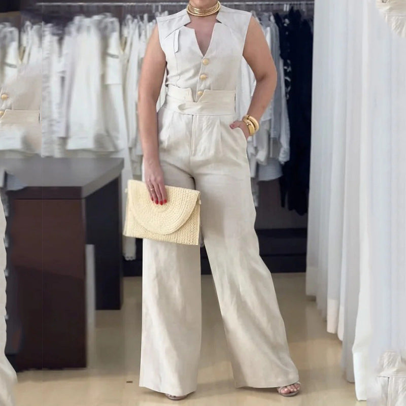 2023 Summer Women's Two-Piece Set with Symmetrical Lines
