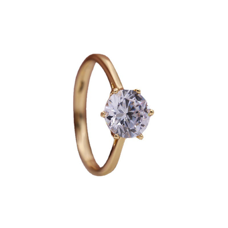 585 Russian Rose Gold Engagement Ring with Zirconia