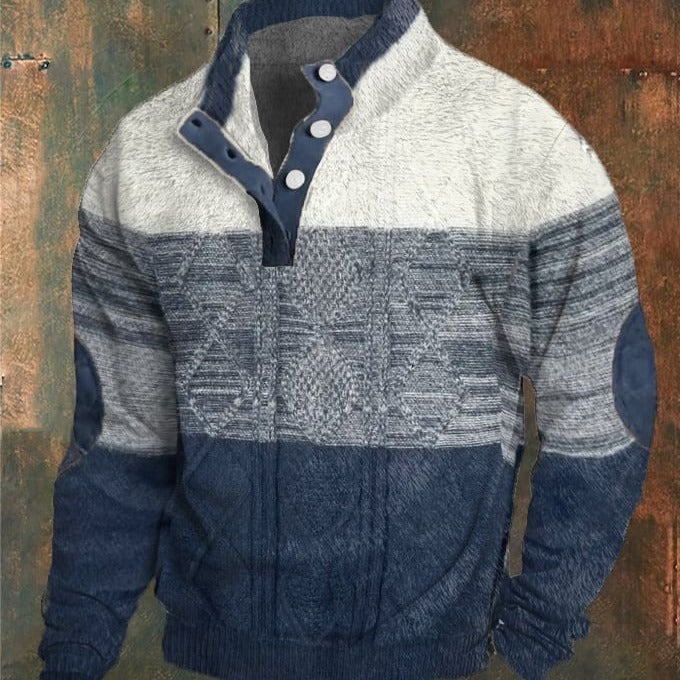 Men's Digital Printed Henley Sweater Shirt