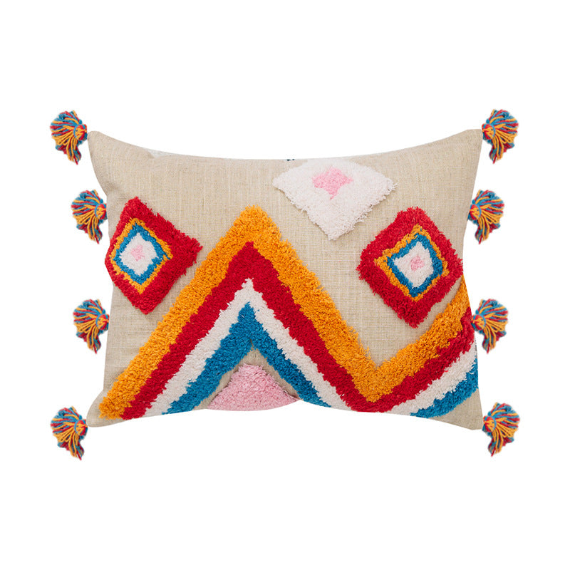 Custom Indian Handcrafted Geometric Tassel Pillow Cover