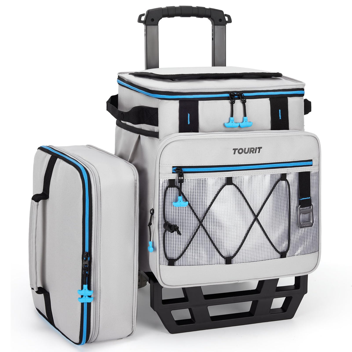TOURIT 75 Can Rolling Cooler Detachable Double Deck Beach Cooler with Wheels Collapsible for Outdoor Camping Picnic Travel