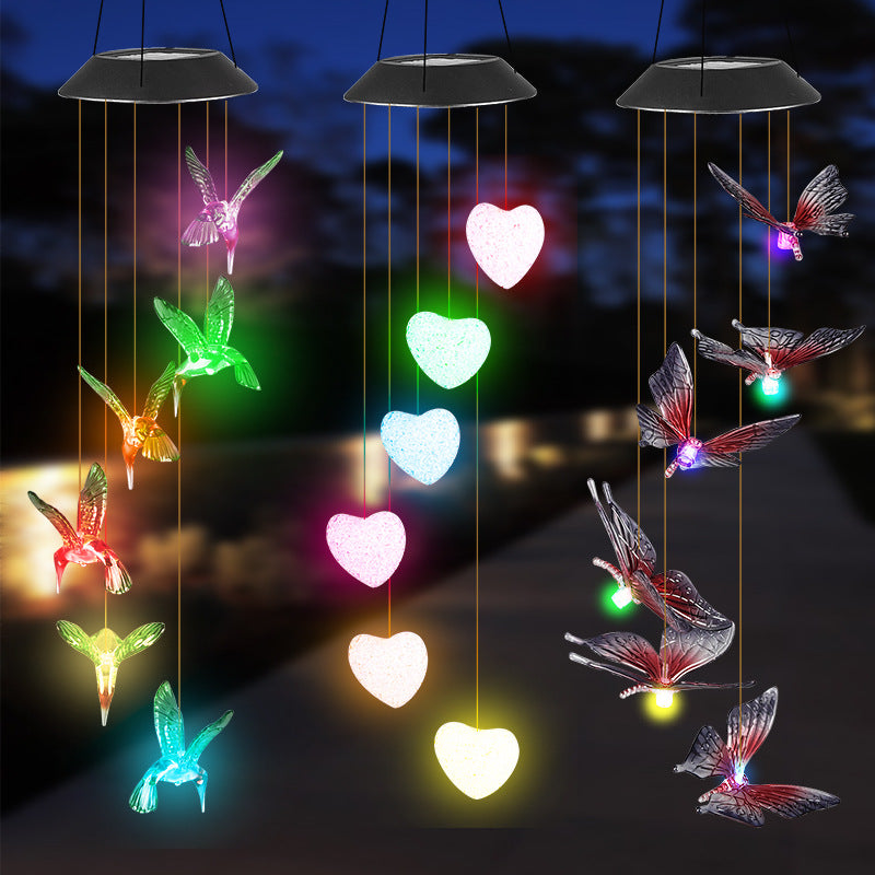 Outdoor Solar LED Wind Chime Light - Hummingbird Design