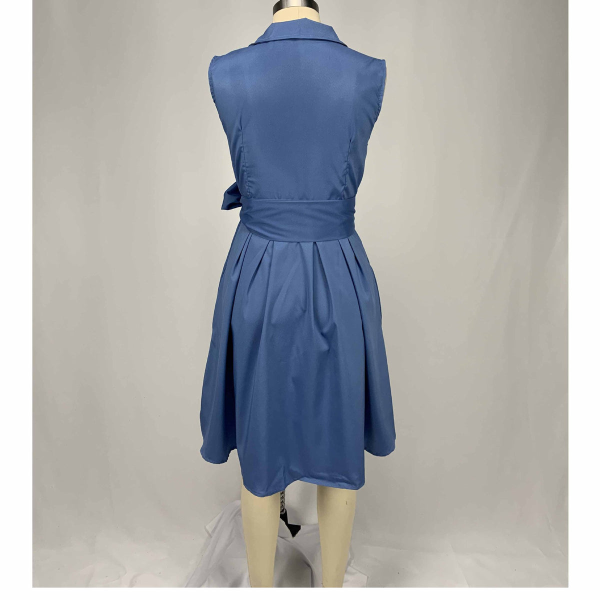 Cross-Border Women's Solid Color Midi Dress with Belt