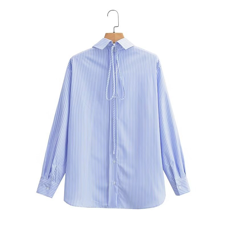 2023 Summer Casual Striped Shirt with Button Detail