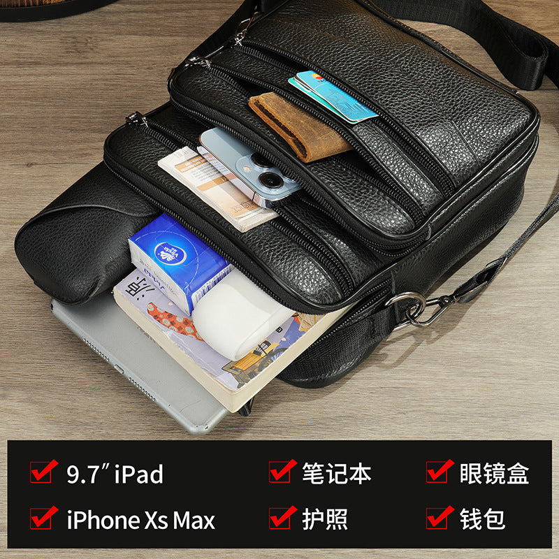 Genuine Leather Men's Shoulder Bag for Business Use