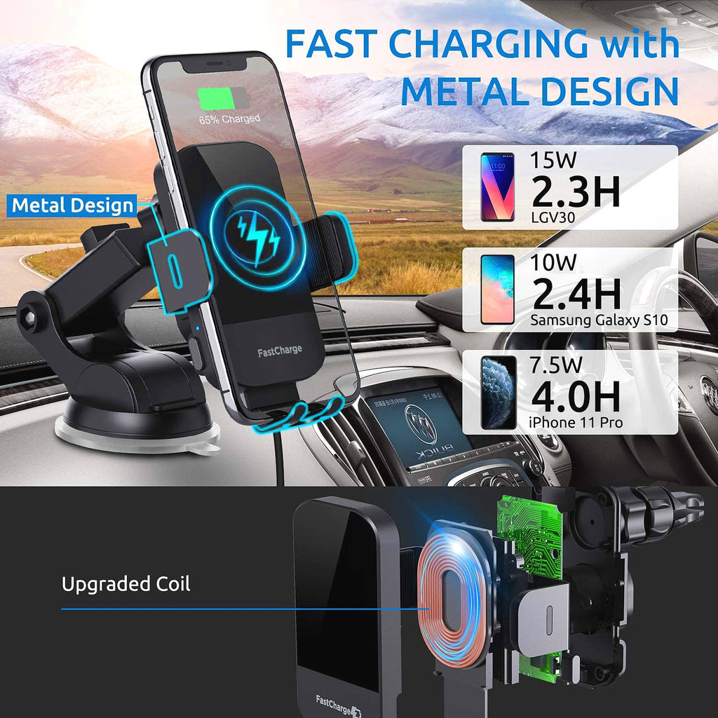 15W Wireless Car Charger with Smart Sensor Mount