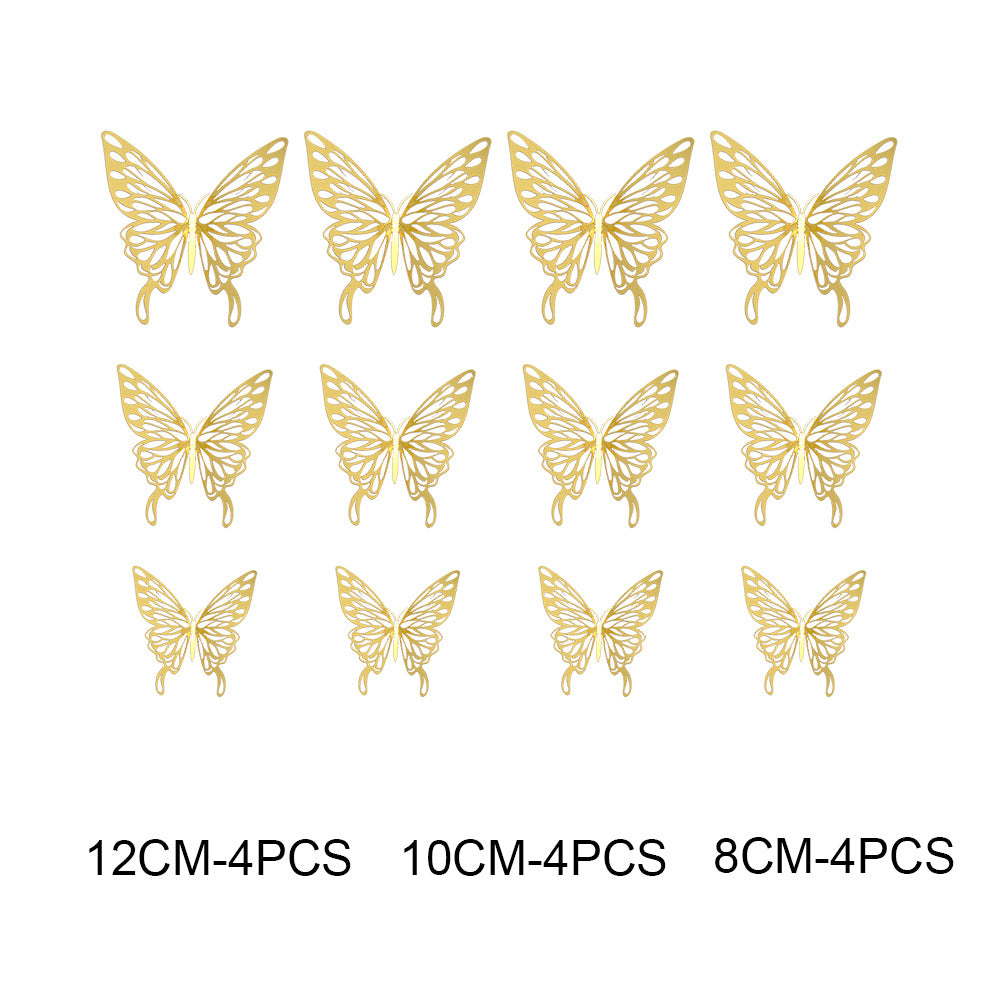12pcs 3D Hollow Butterfly Wall Stickers for Decor