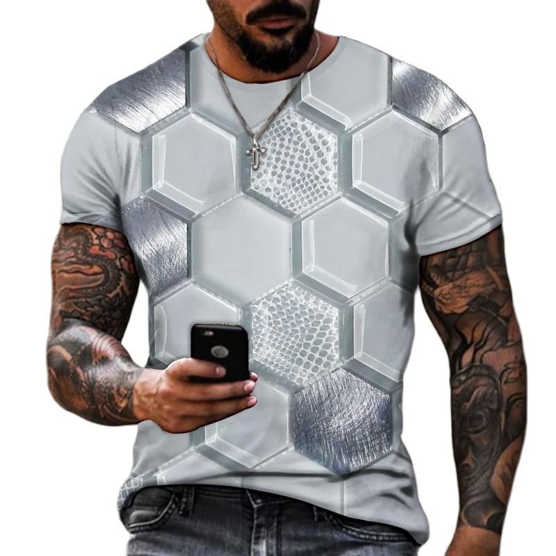 3D Hip Hop O-neck Short Sleeve T-Shirt for Men