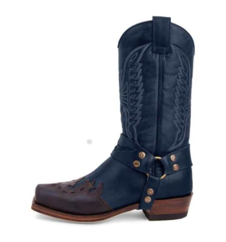 New European and American Round Toe Embroidered Boots
