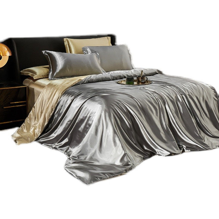 Luxury Silk Bedding Set with Solid Color Duvet Cover