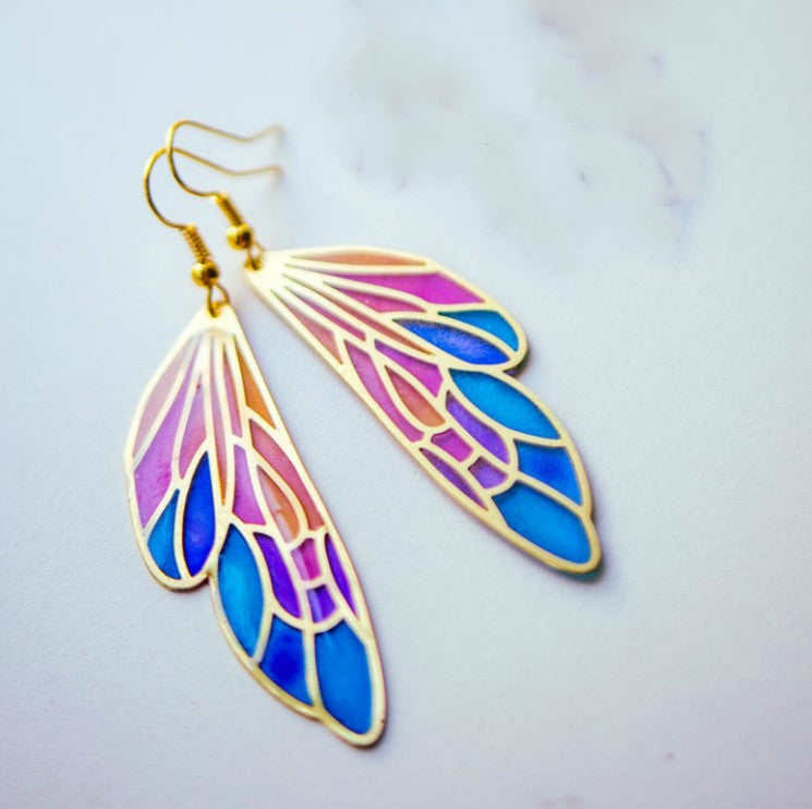 Gradient Colorful Butterfly Wing Earrings (Dreamy Design)