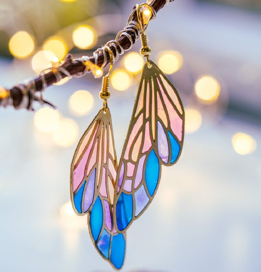 Gradient Colorful Butterfly Wing Earrings (Dreamy Design)