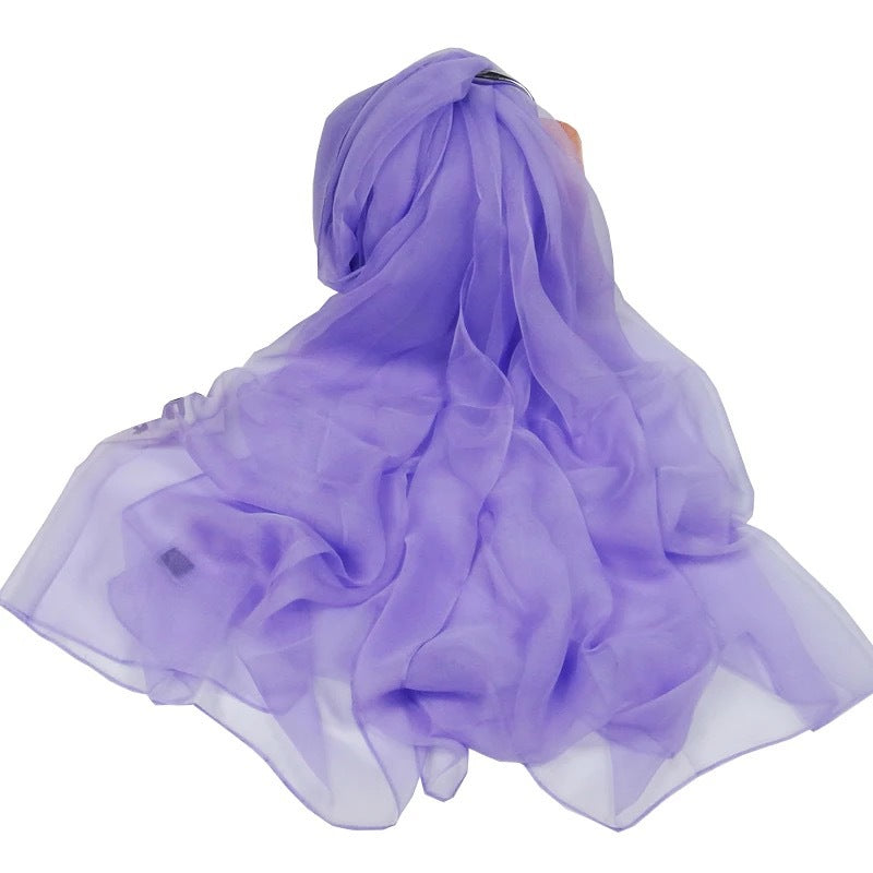 Solid Color Ice Silk Scarf - Long Beach Shawl