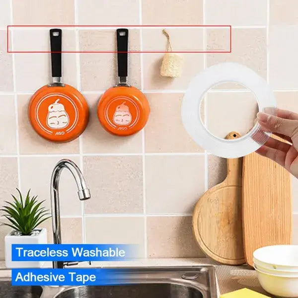 1pc Transparent Nano Tape for Home Decor, Washable & Reusable
