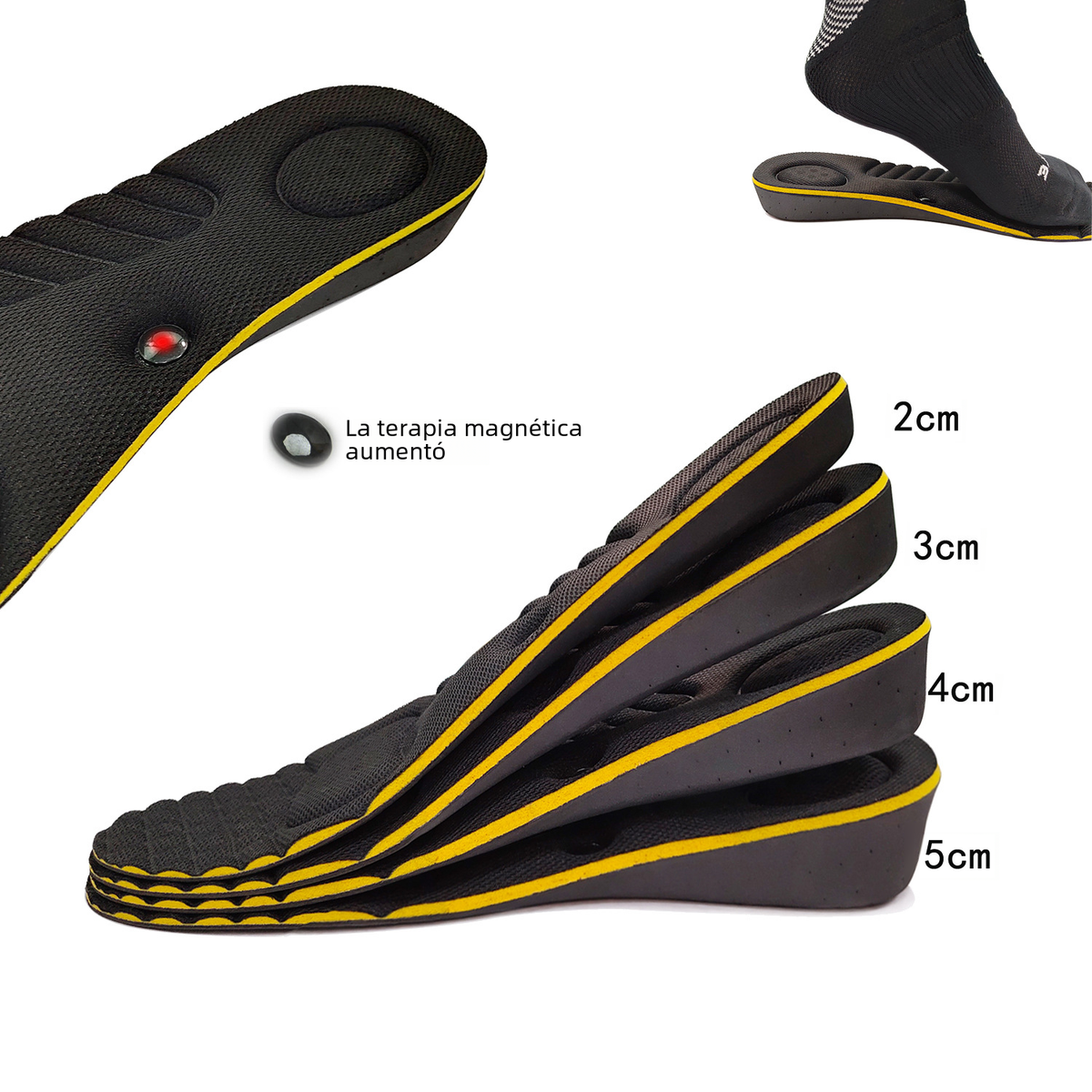 EVA Magnetic Height Increase Insoles for Sports (2-4cm)