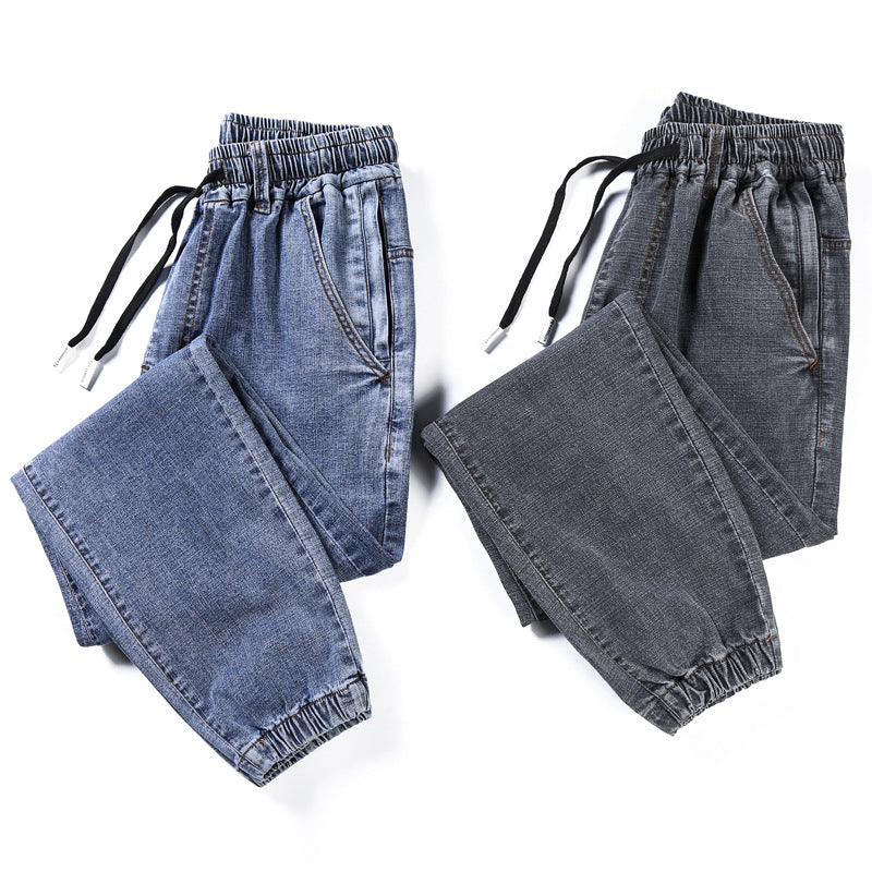 Japanese Style Men's Casual Elastic Waist Jeans
