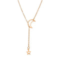 Simple Gold Moon Star Pendant Choker Necklace for Women