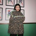 Vintage Leopard Print Cotton Jacket for Winter Streetwear
