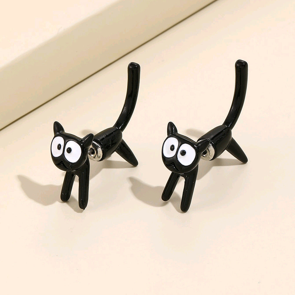 Cute Black Cat Earrings for Women - Ins Style Design