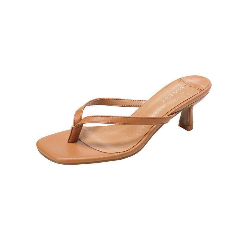 2023 Women's High Heel Flip Flops with Square Toe