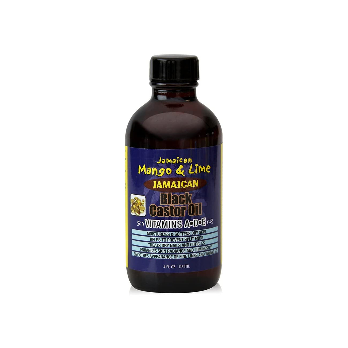 Jamaican Mango & Lime Vitamins ADE Black Castor oil fast absorbing nourishing natural oil moisturizes dry flaky scalp & softens skin relieves itching repair & prevent breakage vitamin a d & e 4 Fl Oz
