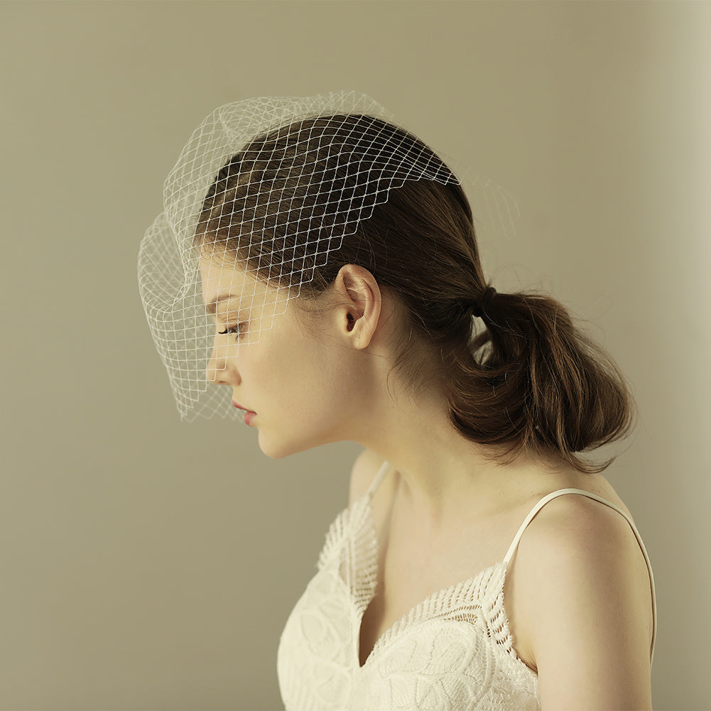 Bridal Veil with Handmade Comb and Birdcage Design