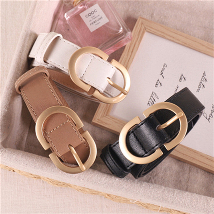 Women's Double D Belt with Alloy Buckle for Casual Wear