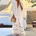 2021 Spring Bohemian Lace Tassel Beach Maxi Dress