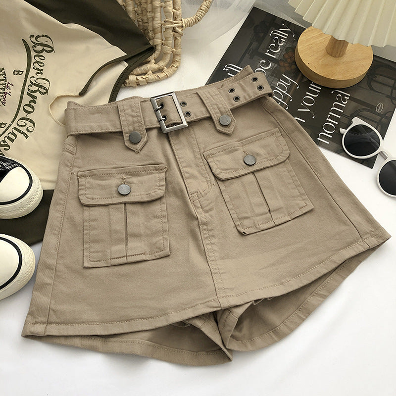 High-Waisted Denim Skirt with Belt - Women's A-Line 2023
