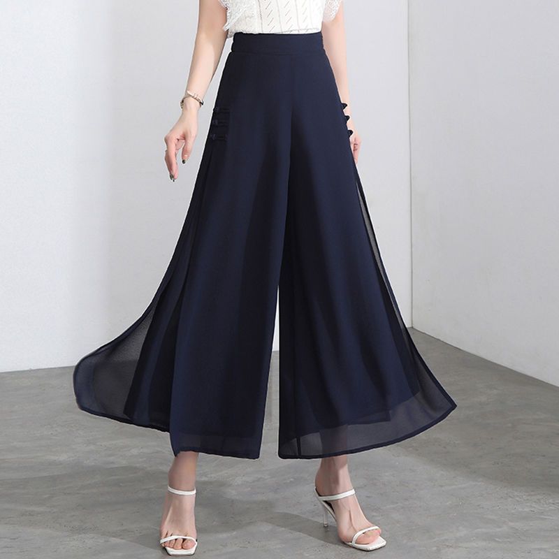 Women's High-Waisted Chiffon Wide-Leg Pants 2023