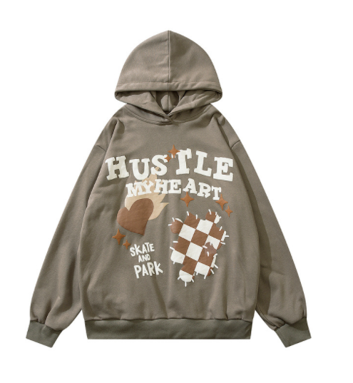 Retro High Street Hip Hop Cartoon Foam Print Hoodie