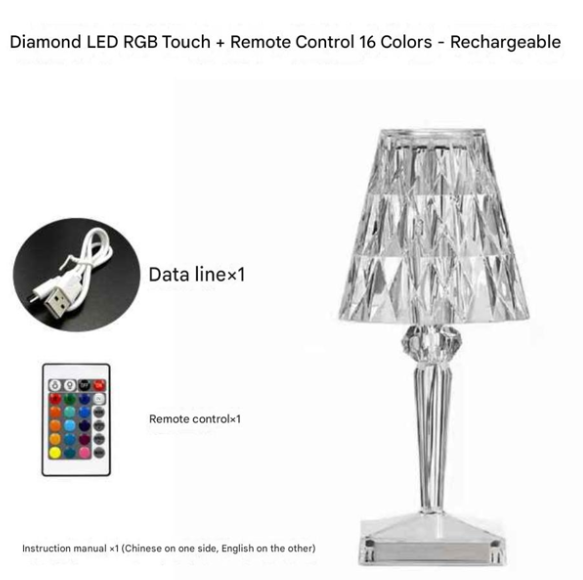 16 Color RGB Touch Control Crystal Night Light Lamp