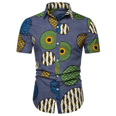 2019 Men's Short Sleeve Shirt with African Ethnic Style