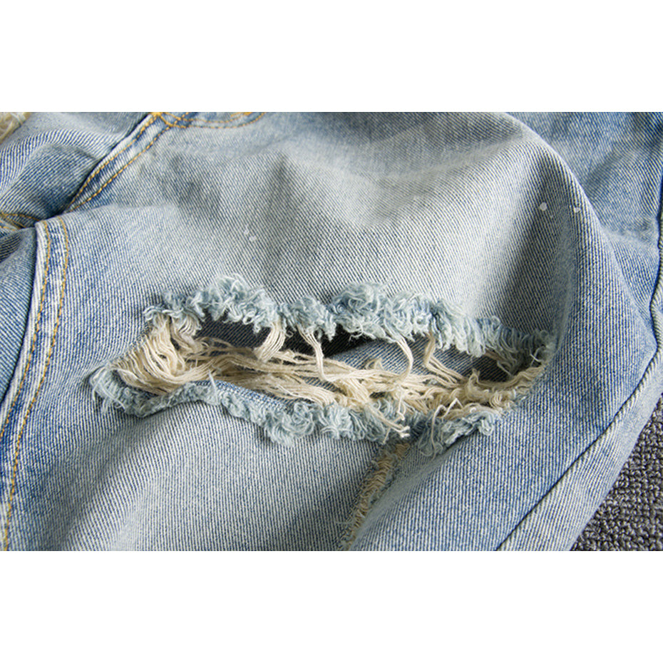 Men's Ripped Hip Hop Denim Shorts for Summer Streetwear