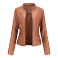 DEAR MODEL Faux Leather Jacket Women Bomber Jacket Womens Belted Motorcycle JacketCamelS