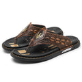 Men's Genuine Leather Crocodile Print Casual Sandals
