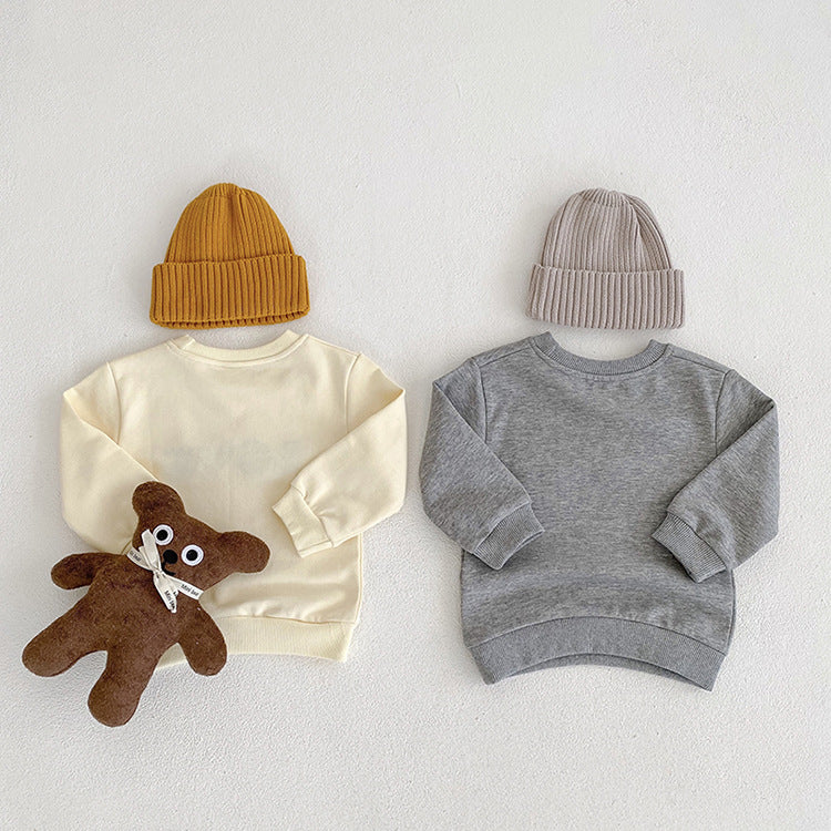 Korean Style Cotton Round Neck Sweatshirt for Kids