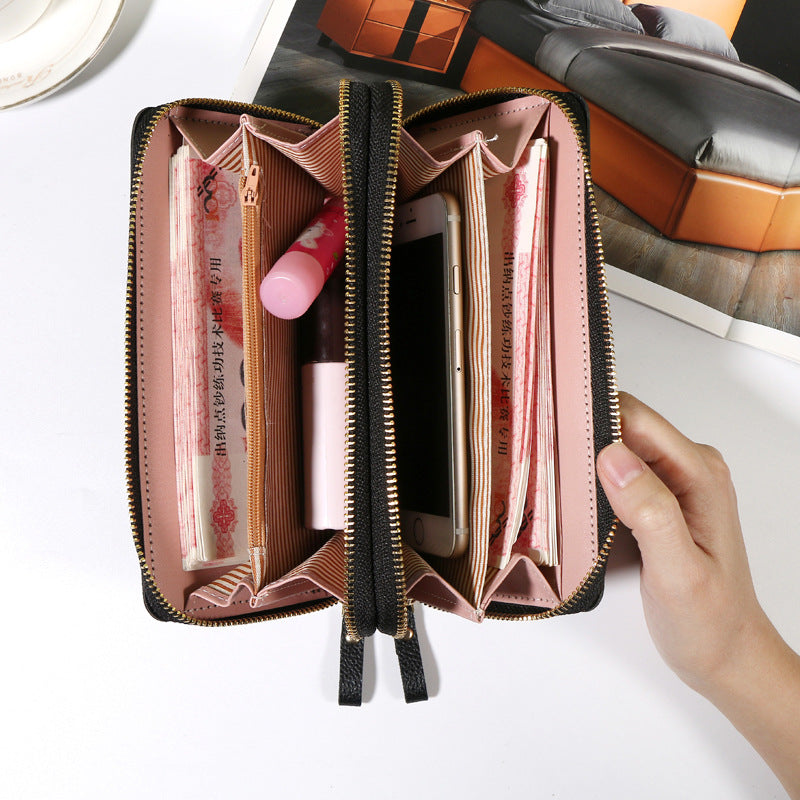 2023 Fashionable Double-Zipper Leather Wallet for Women