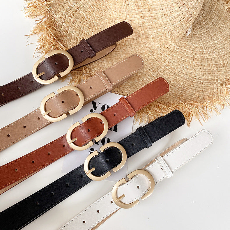Women's Double D Belt with Alloy Buckle for Casual Wear