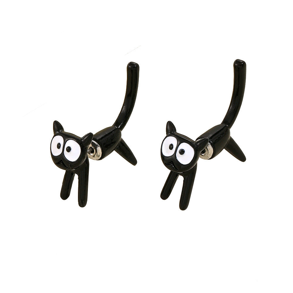 Cute Black Cat Earrings for Women - Ins Style Design