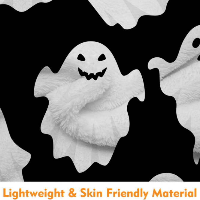 Ghost Figure Flannel Printed Blanket for Halloween Decor