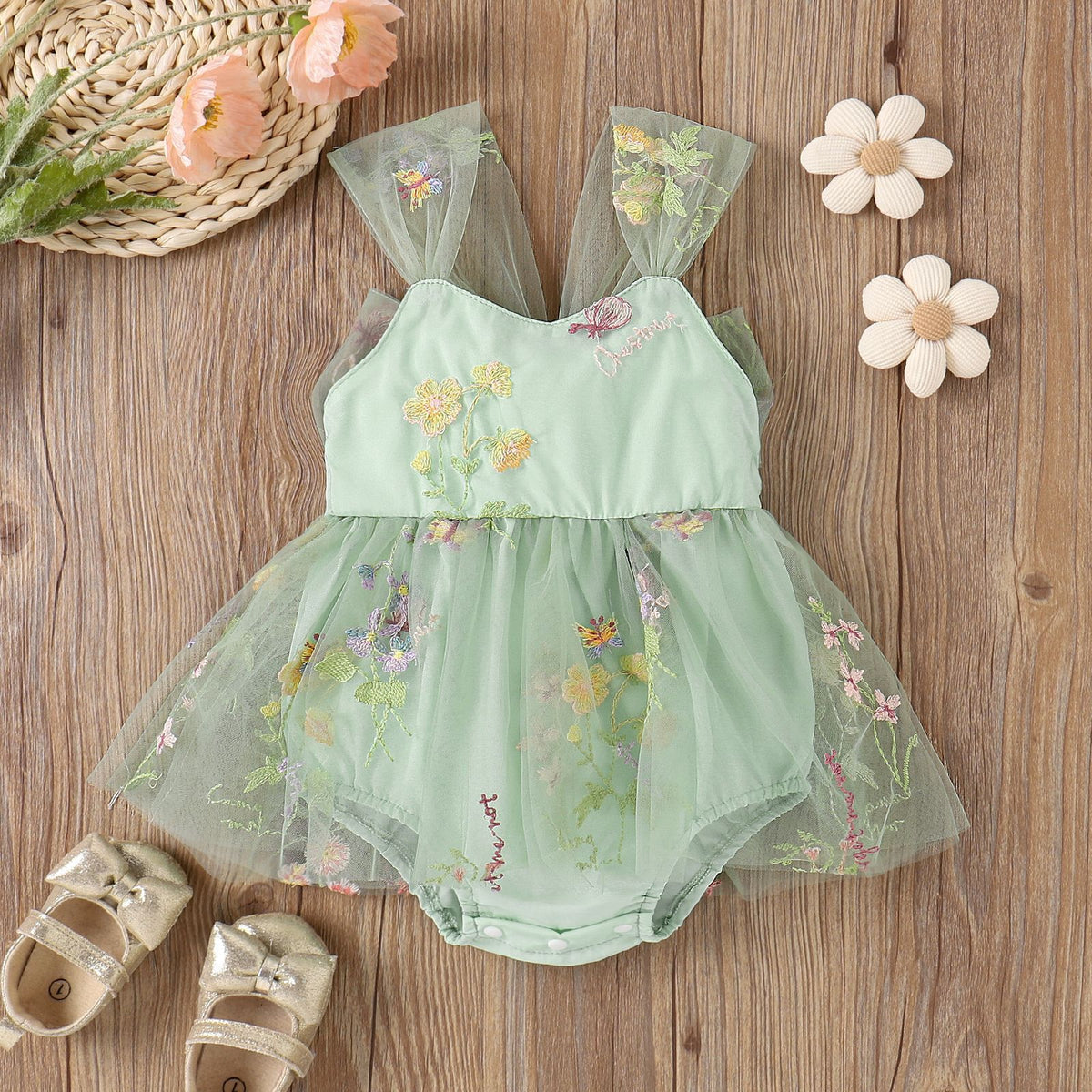 2023 Spring/Summer Girls' Embroidered Lace Romper