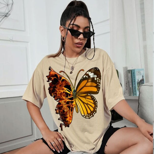 New Butterfly Print Women's T-Shirt - Harajuku Style