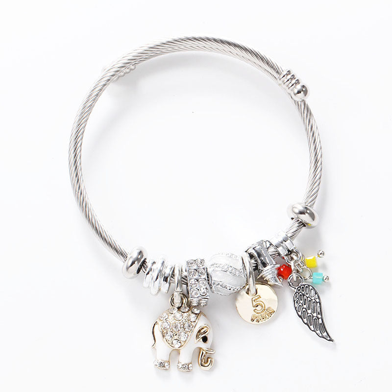 Adjustable Titanium Steel Elephant Leaf Bracelet