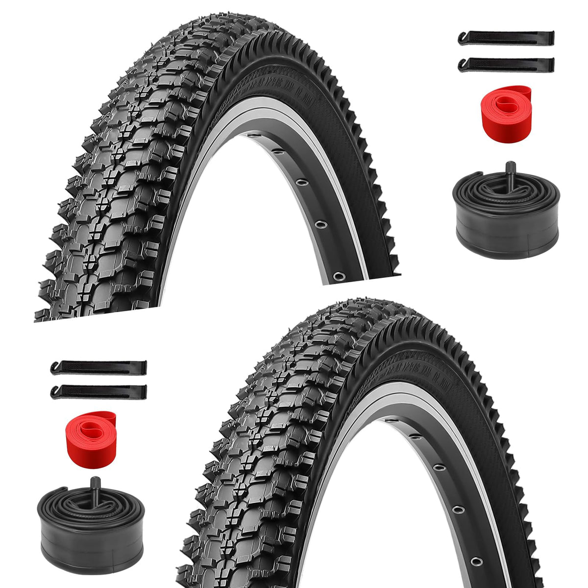 2-Pack 24/26 inch Mountain Bike Tires - Bicycle Tires 24/26x1.95 Folding Replacement Tire for Mountain Bike Puncture-Resistant 24"/26" Schrader Valve Bike Tubes Bicycle Replacement Parts