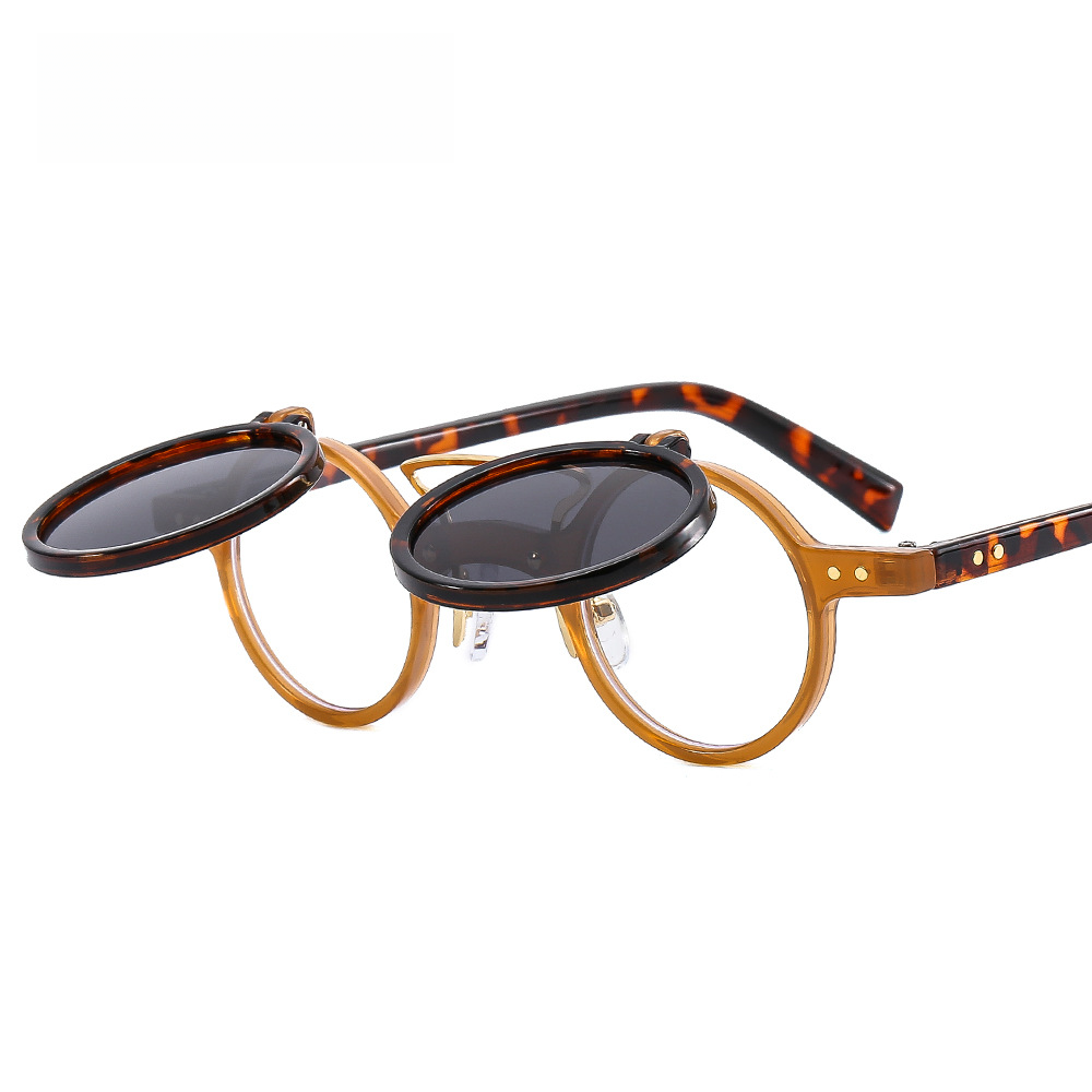 T307 Punk Round Frame Double-Layer Sunglasses
