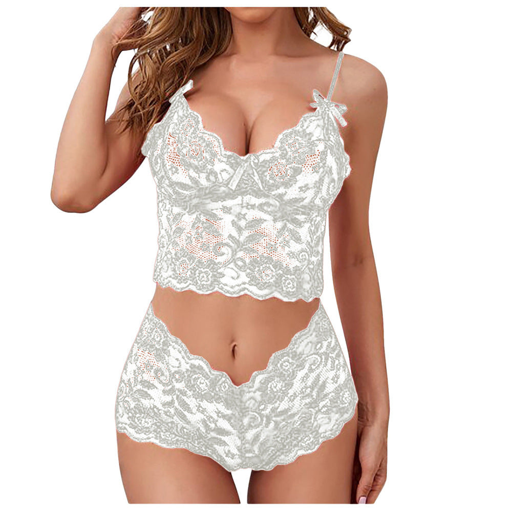 Lace Lingerie Set with Adjustable Camisole and Thong